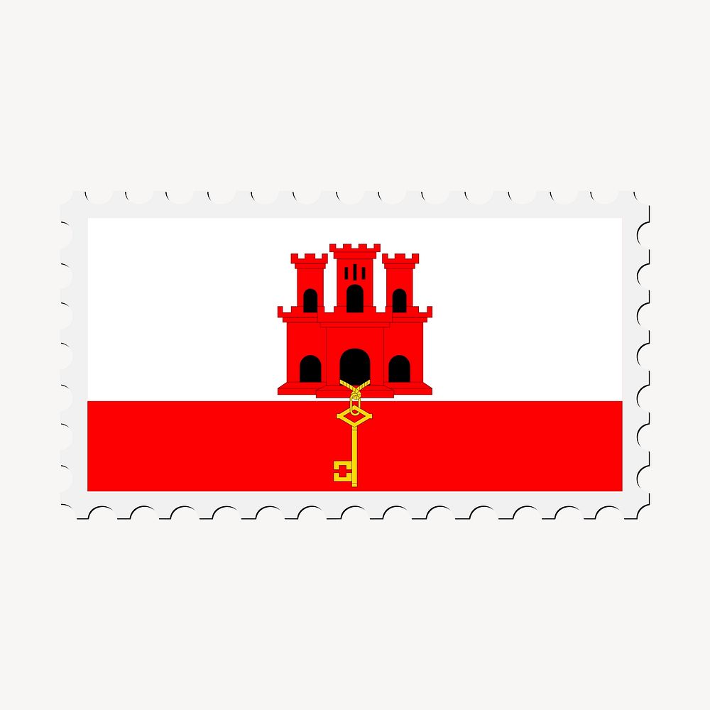 Gibraltar flag collage element, postage stamp psd. Free public domain CC0 image.