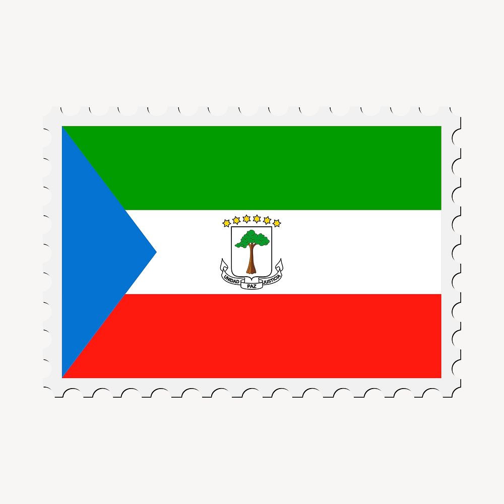Equatorial Guinea flag clipart, postage stamp vector. Free public domain CC0 image.