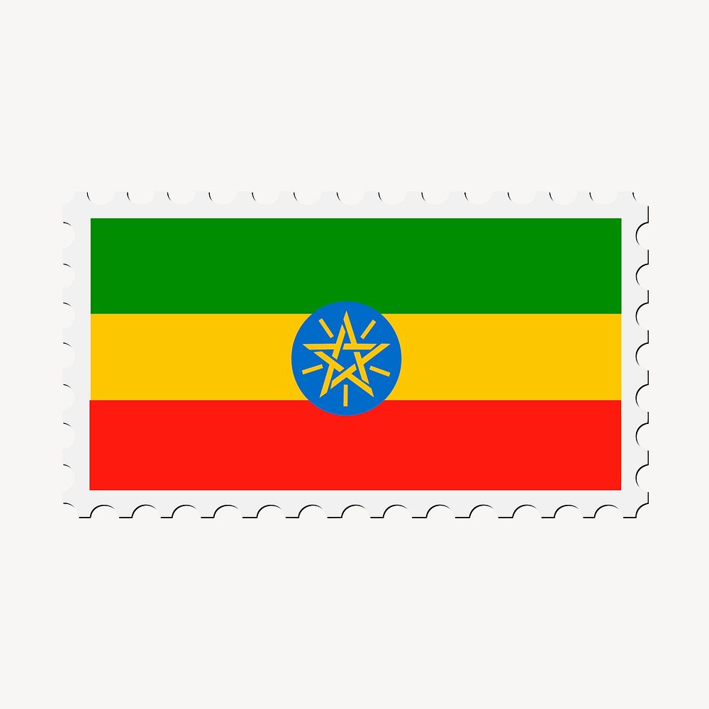 Ethiopia flag clipart, postage stamp vector. Free public domain CC0 image.