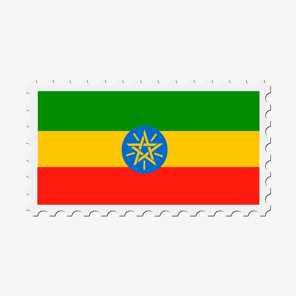 Ethiopia flag collage element, postage stamp psd. Free public domain CC0 image.