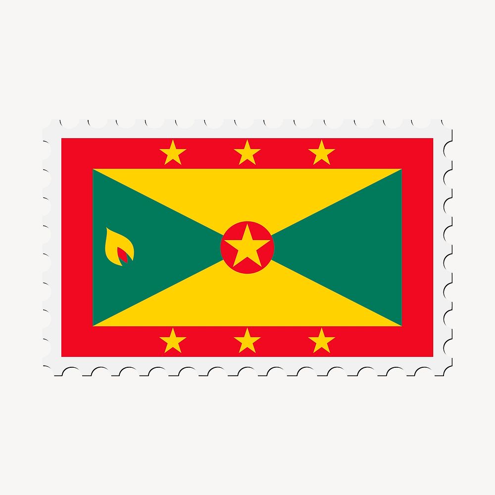 Grenada flag clipart, postage stamp vector. Free public domain CC0 image.