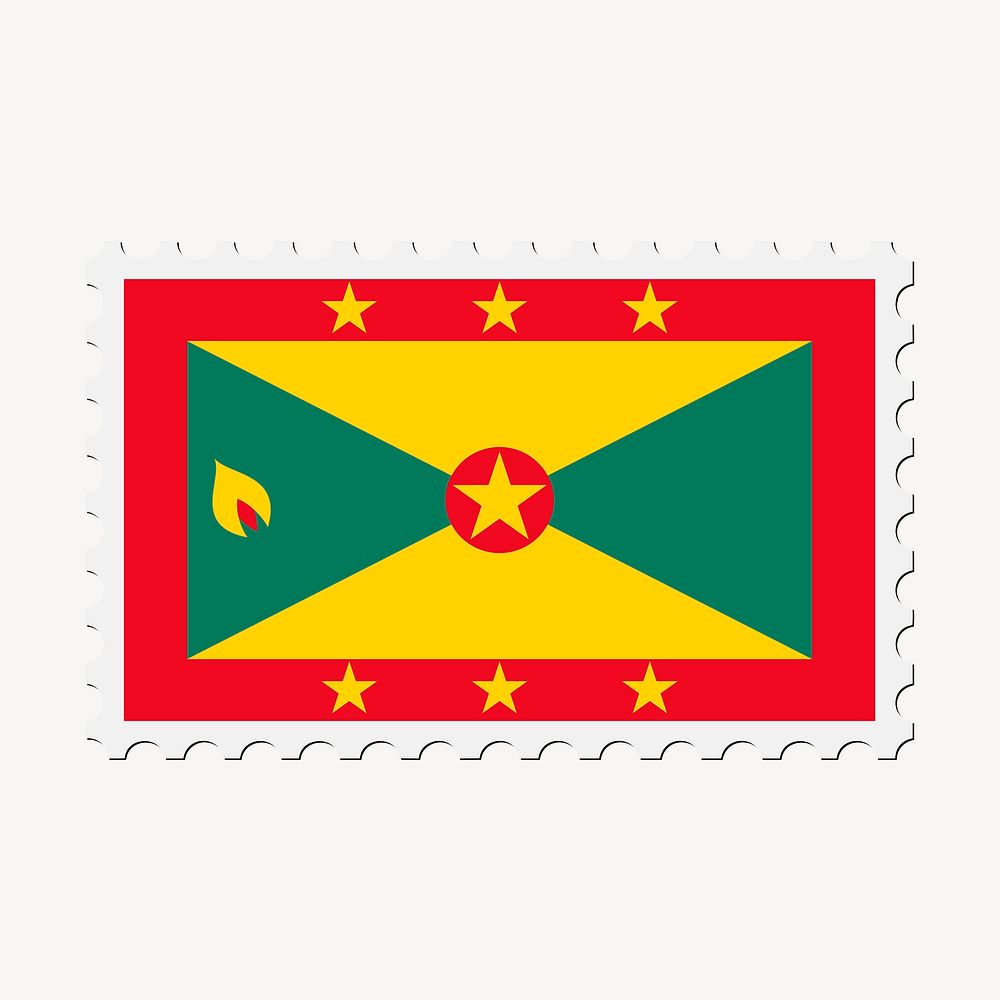 Grenada flag collage element, postage stamp psd. Free public domain CC0 image.