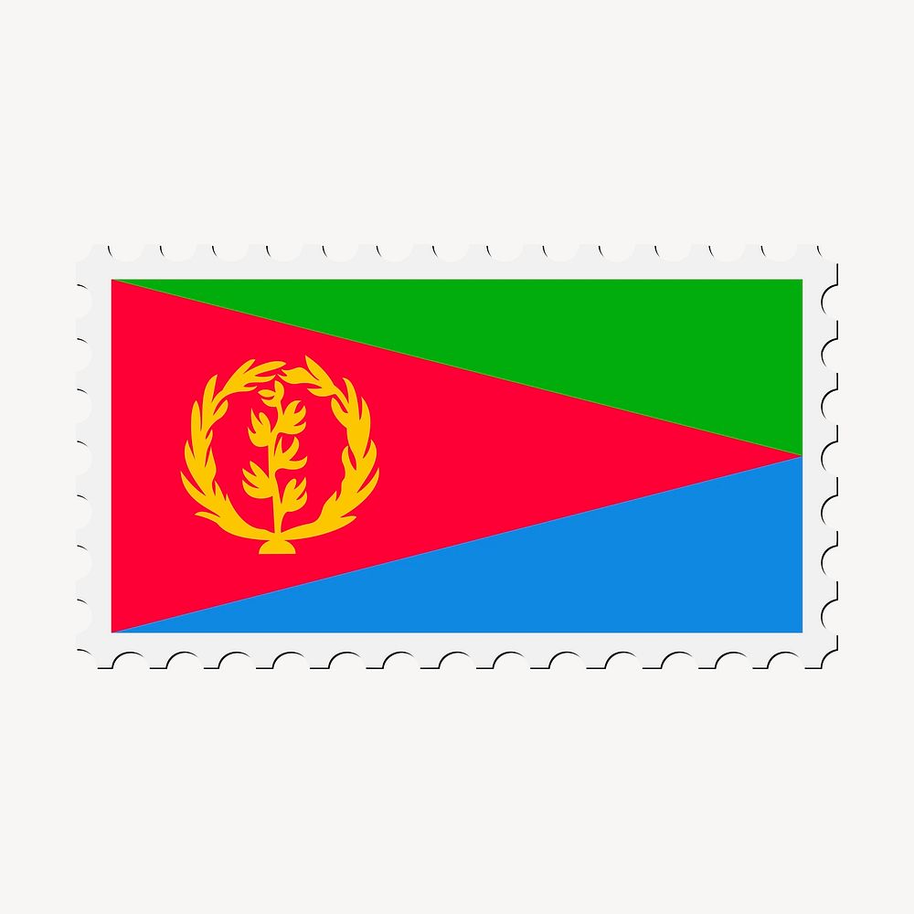 Eritrea flag clipart, postage stamp vector. Free public domain CC0 image.