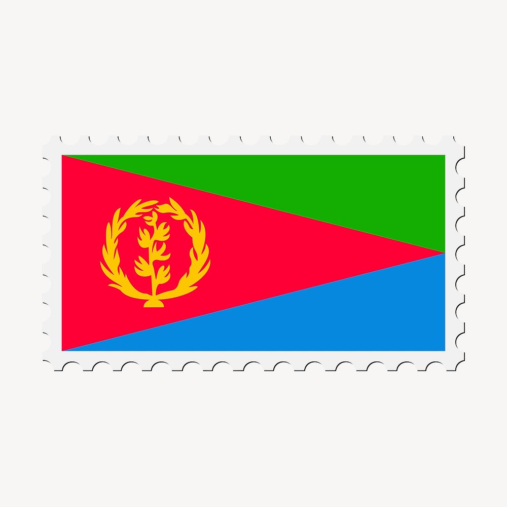 Eritrea flag collage element, postage stamp psd. Free public domain CC0 image.