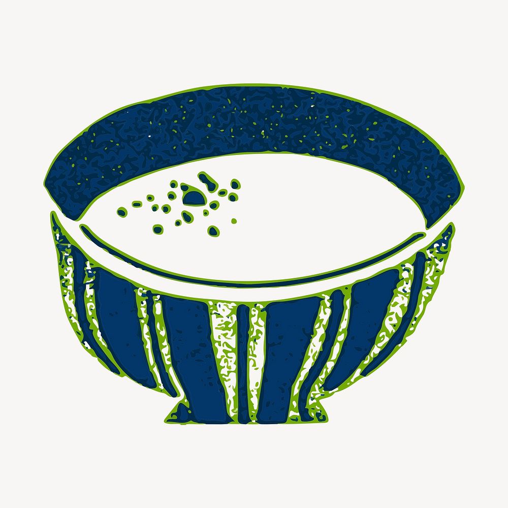 Soup bowl collage element, food illustration psd. Free public domain CC0 image.