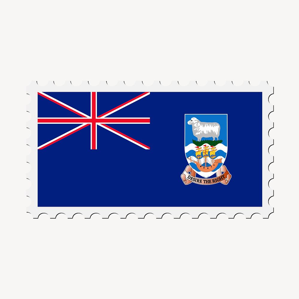 Island Falklands flag clipart, postage stamp vector. Free public domain CC0 image.