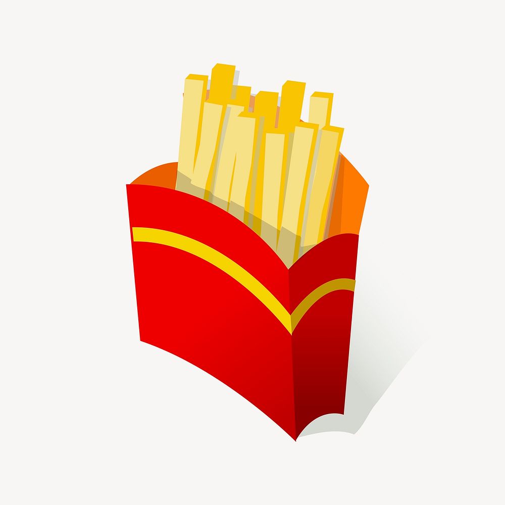 French fries sticker, fast food illustration psd. Free public domain CC0 image.