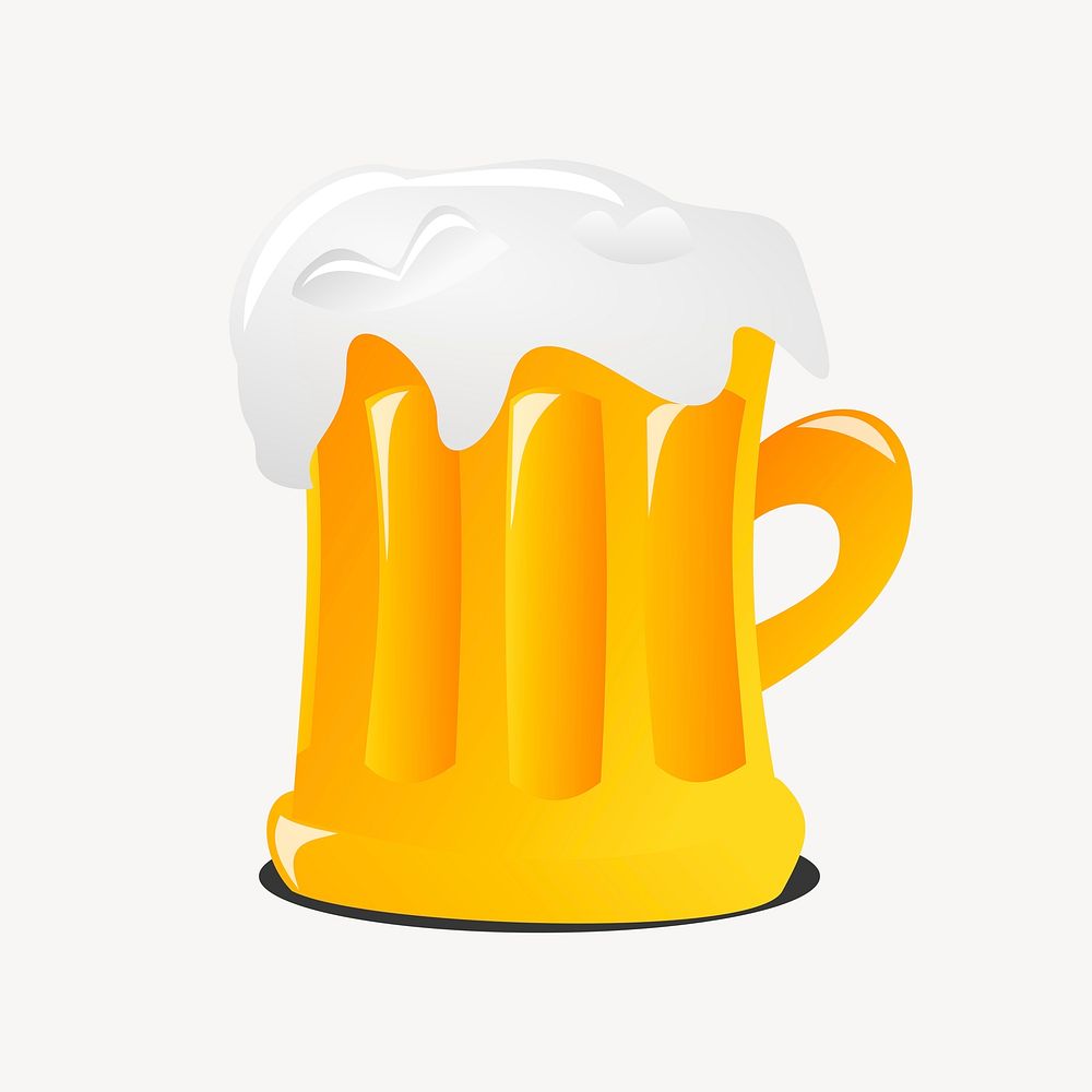 Beer glass sticker, alcoholic drink illustration psd. Free public domain CC0 image.