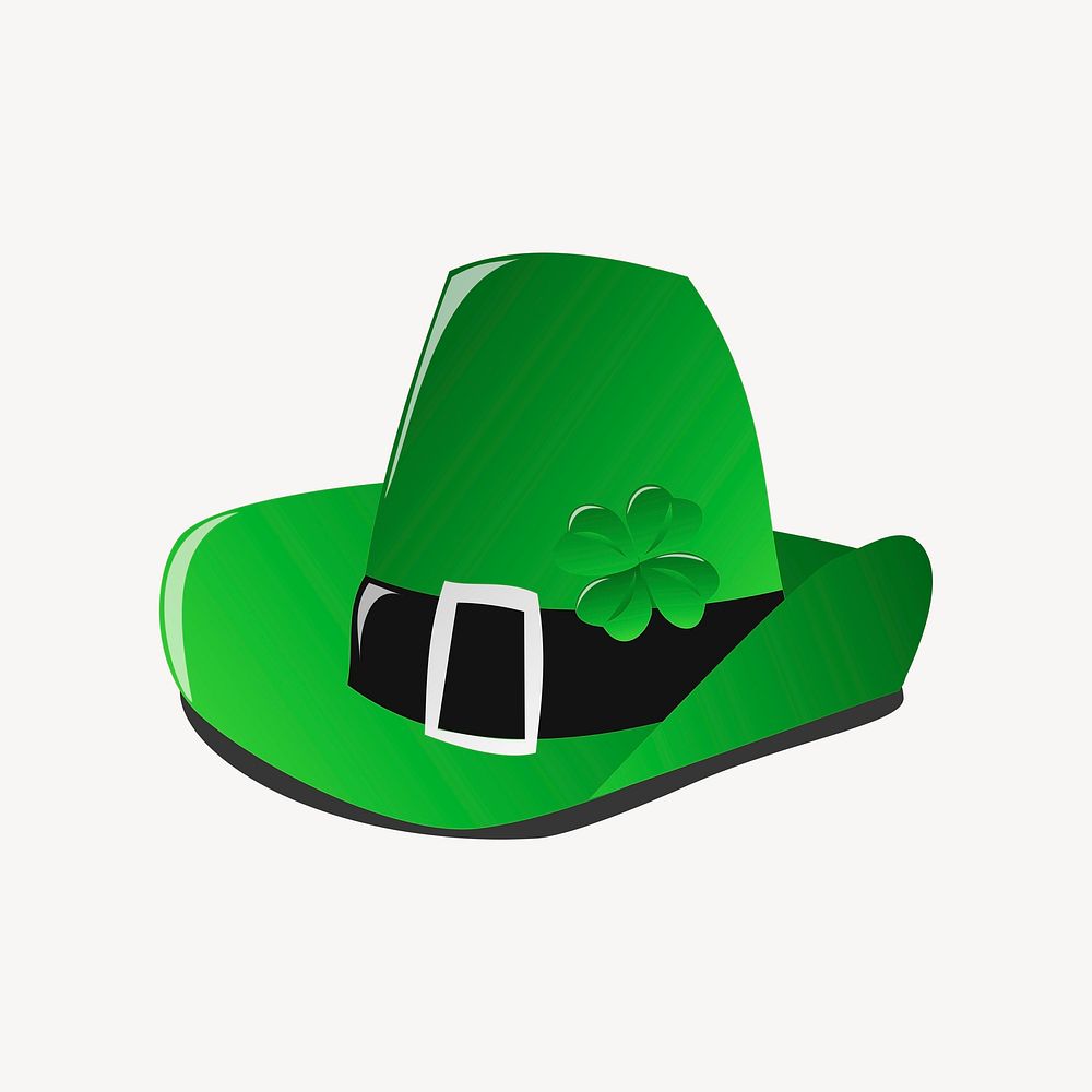 Green hat sticker, Saint Patrick's celebration illustration psd. Free public domain CC0 image.