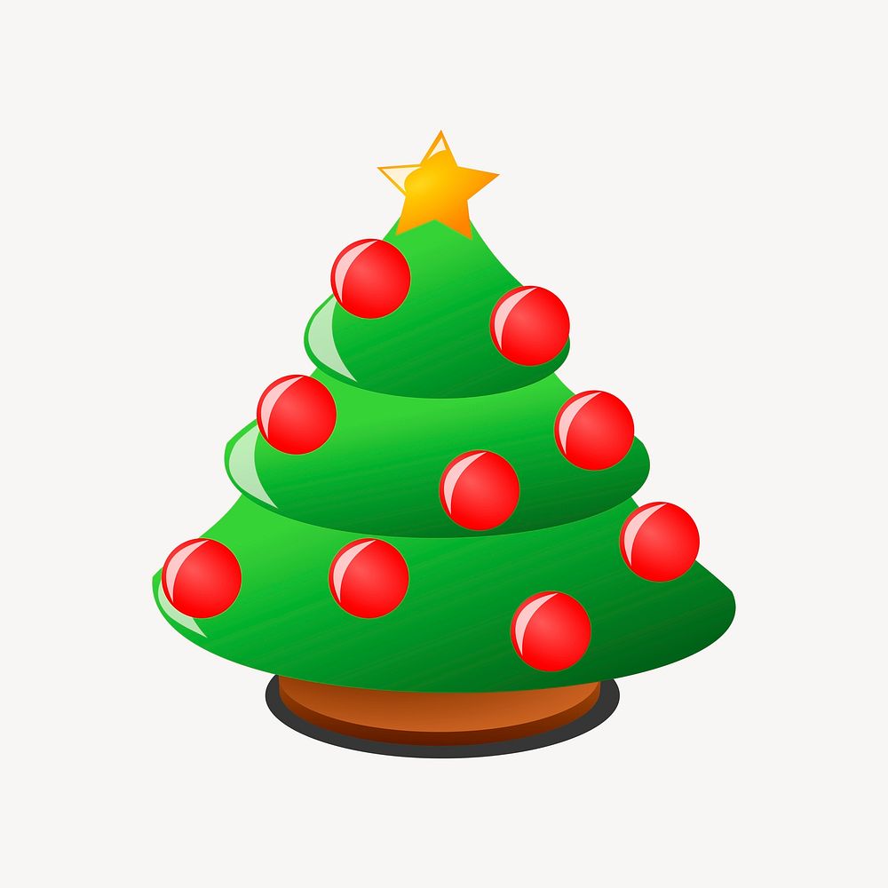 Christmas tree sticker, festive illustration psd. Free public domain CC0 image.