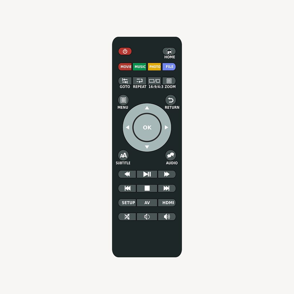TV remote sticker, object illustration psd. Free public domain CC0 image.