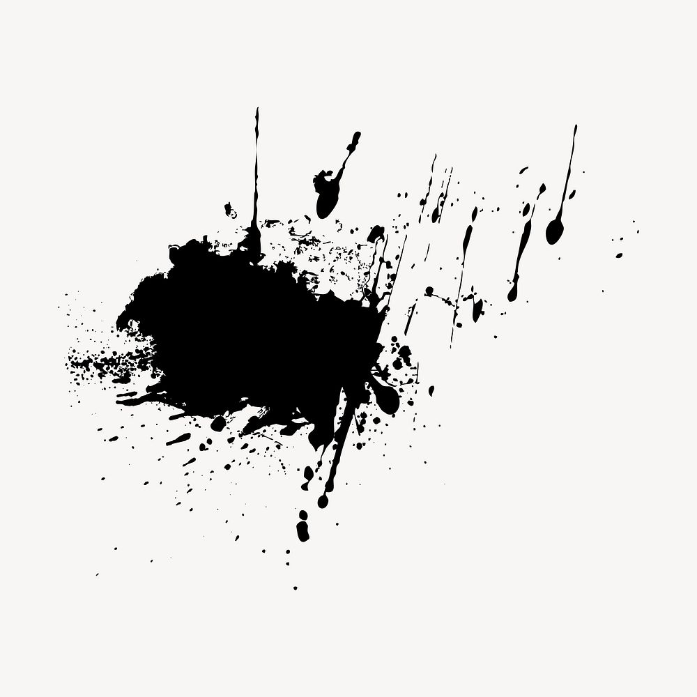 Grunge splatter sticker, black texture psd. Free public domain CC0 image.