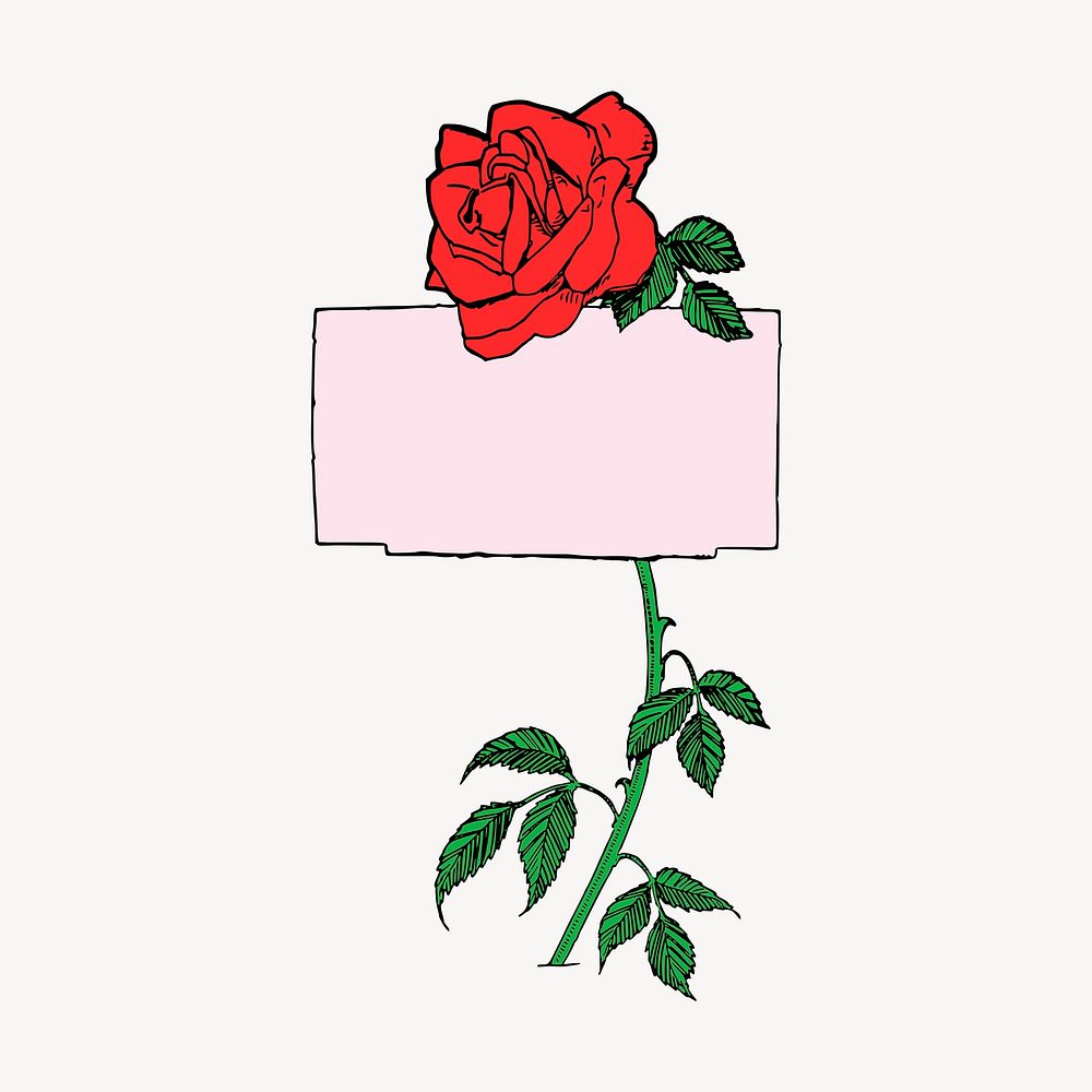 Rose flower sticker, Valentine's illustration psd. Free public domain CC0 image.