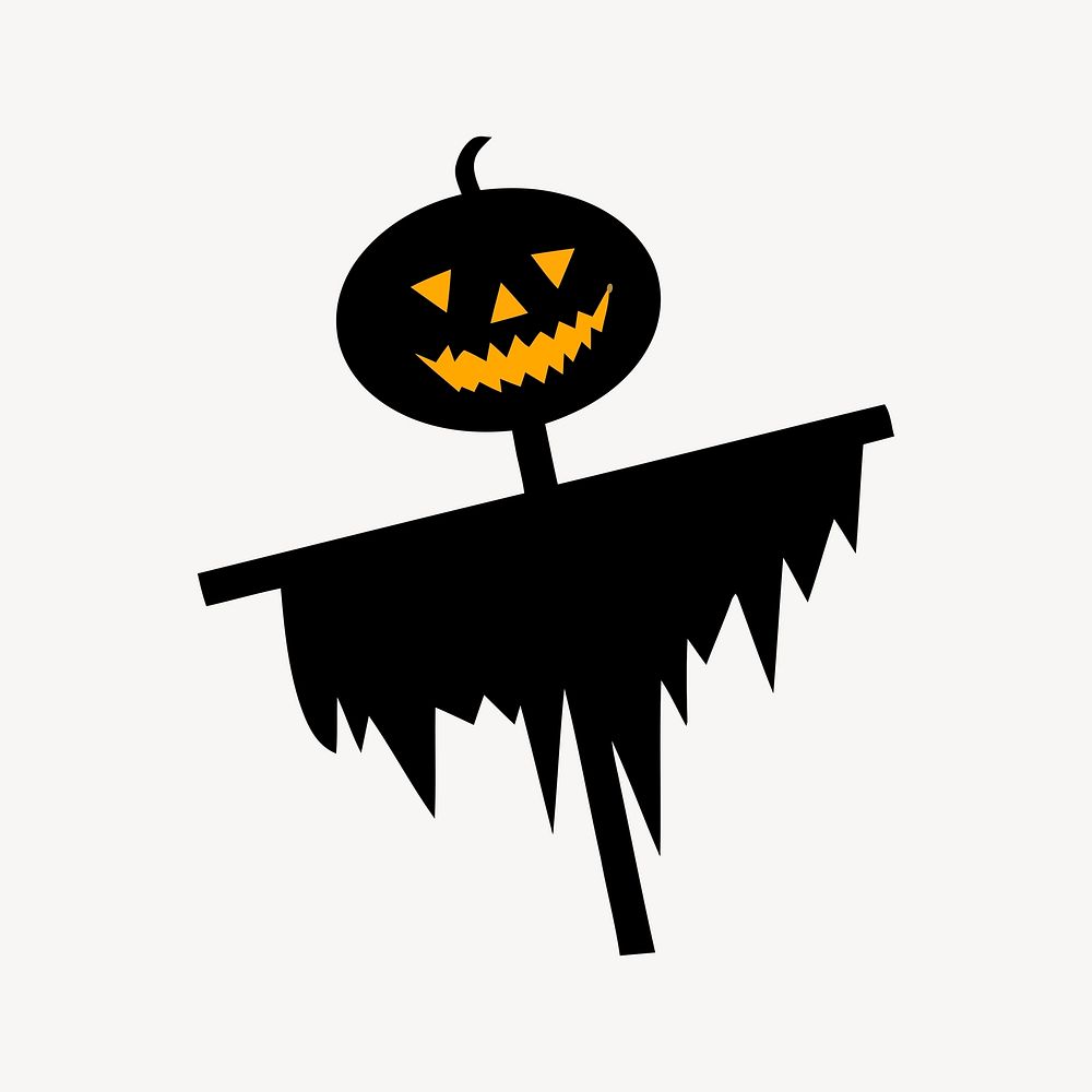 Pumpkin scarecrow sticker, Halloween celebration illustration psd. Free public domain CC0 image.