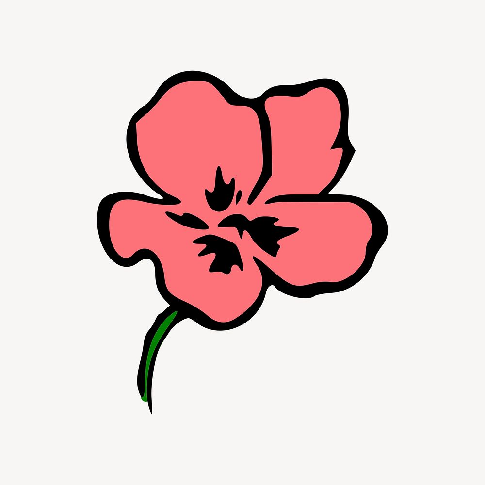Pink flower sticker, botanical illustration psd. Free public domain CC0 image.