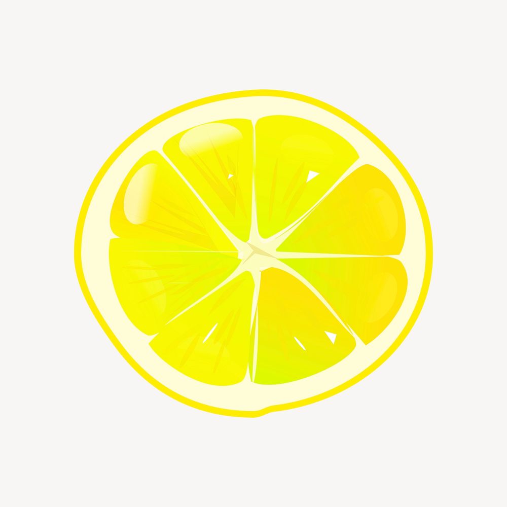 Lemon slice sticker, fruit illustration psd. Free public domain CC0 image.