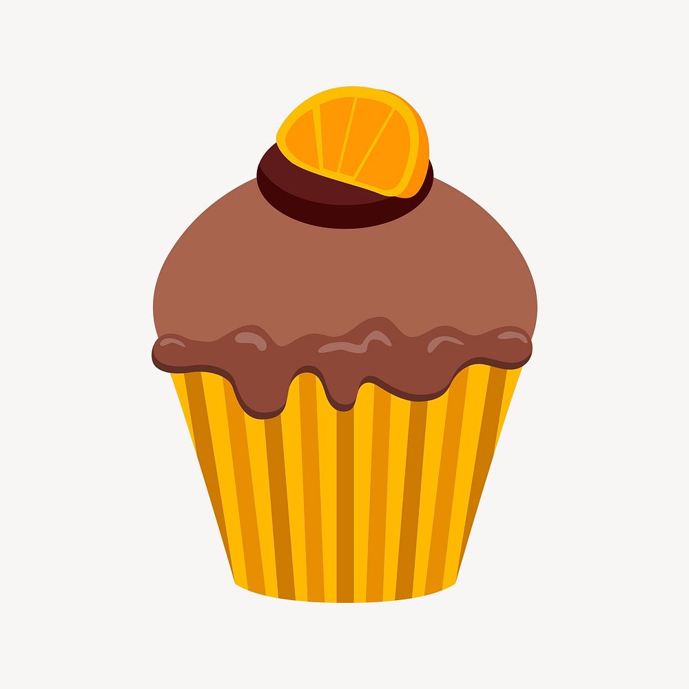 Orange chocolate cupcake sticker, cute dessert illustration psd. Free public domain CC0 image.