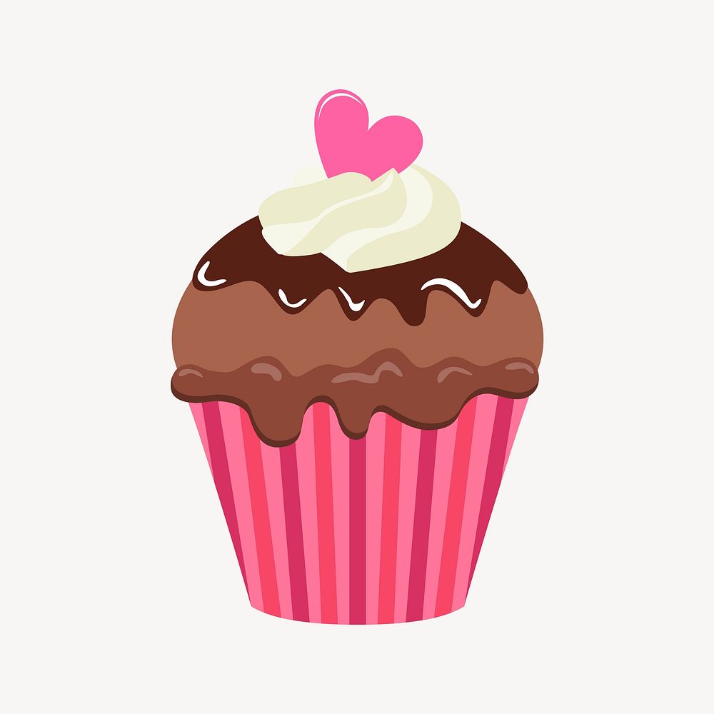 Chocolate cupcake sticker, cute dessert illustration psd. Free public domain CC0 image.