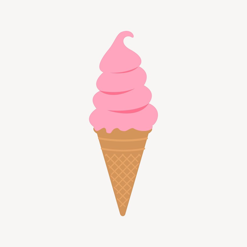 Strawberry soft serve sticker, dessert illustration psd. Free public domain CC0 image.