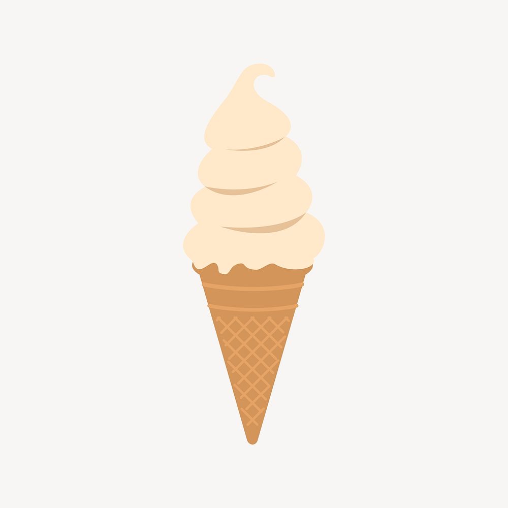 Vanilla soft serve sticker, dessert illustration psd. Free public domain CC0 image.