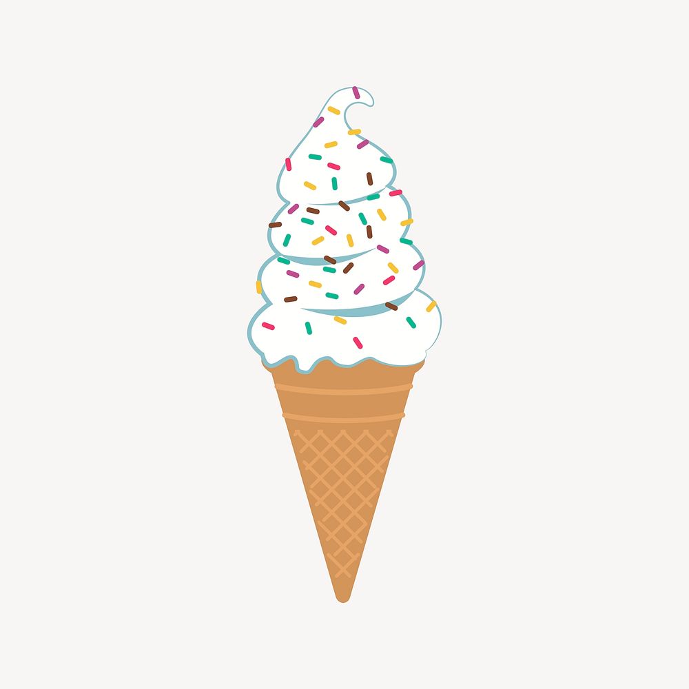 Sprinkle ice-cream sticker, dessert illustration psd. Free public domain CC0 image.