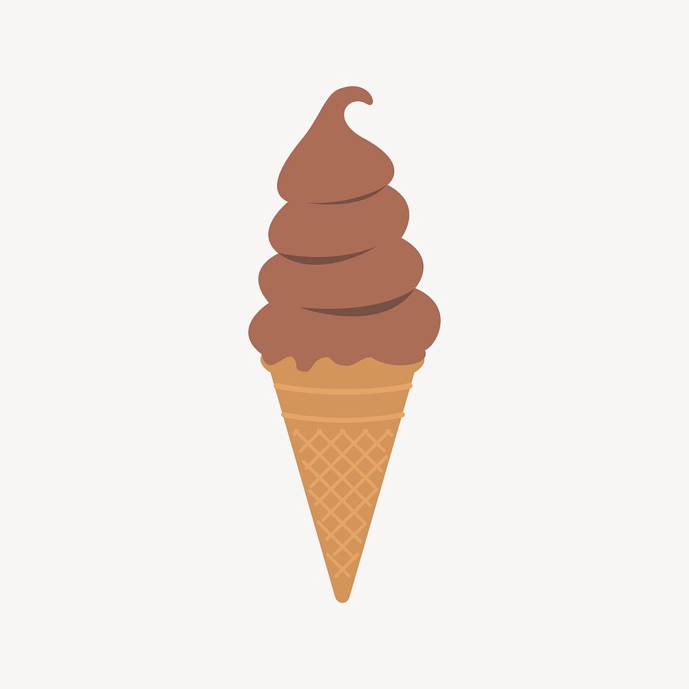 Chocolate ice-cream sticker, dessert illustration psd. Free public domain CC0 image.