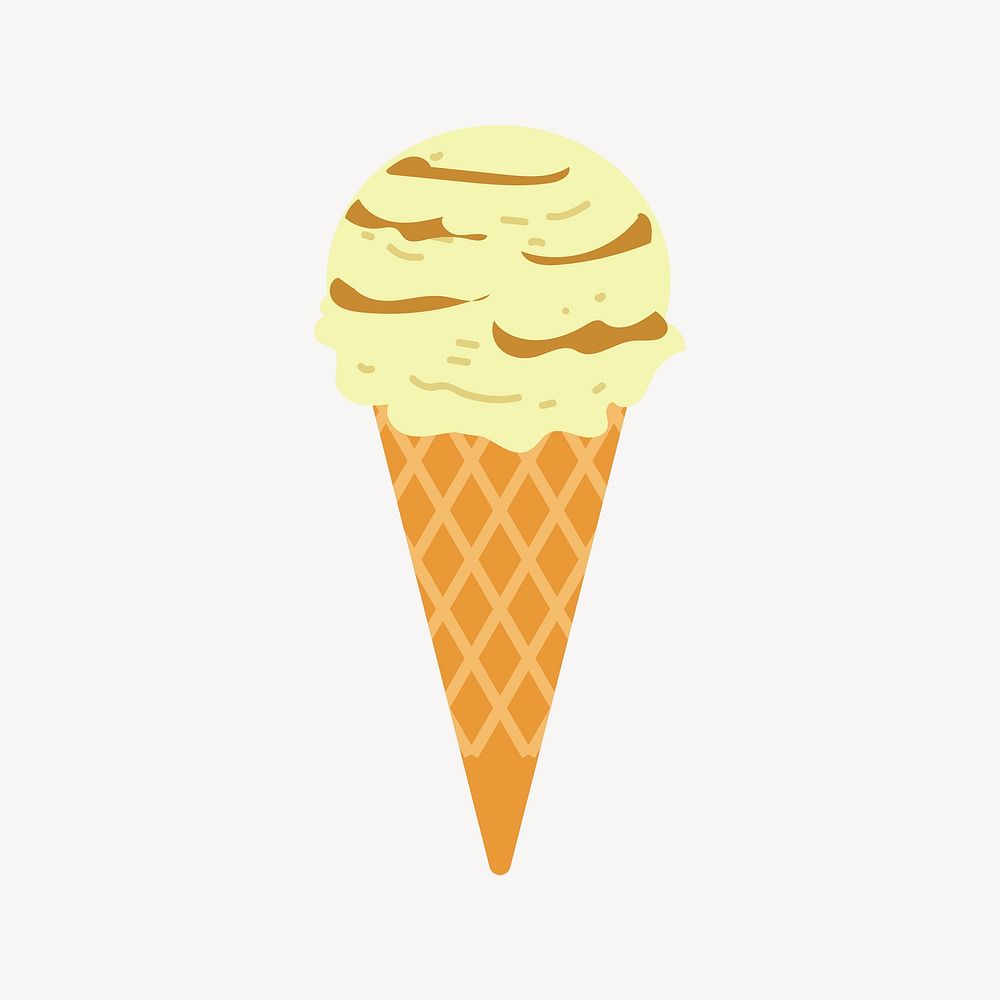 Salted caramel ice-cream sticker, dessert illustration psd. Free public domain CC0 image.