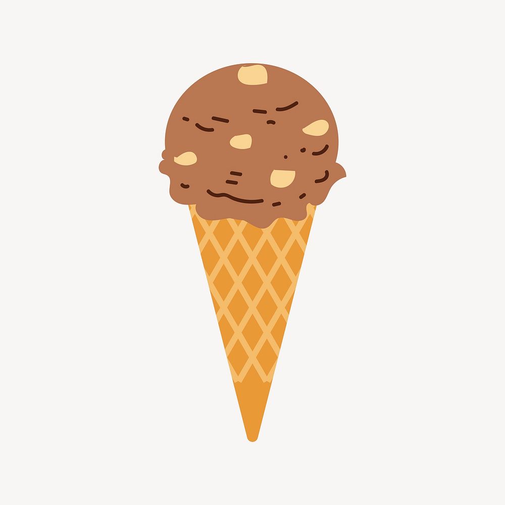 Rocky road ice-cream sticker, dessert illustration psd. Free public domain CC0 image.