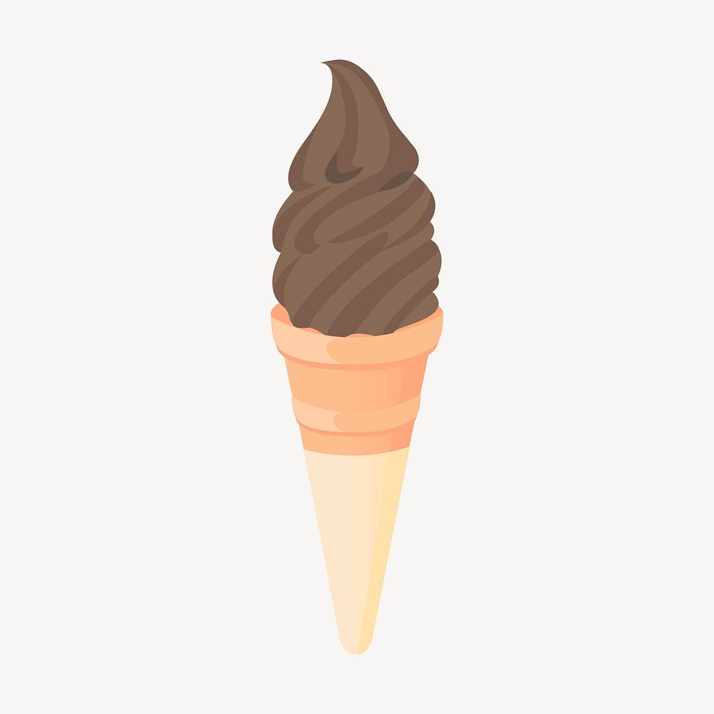 Chocolate soft serve ice-cream sticker, dessert illustration psd. Free public domain CC0 image.