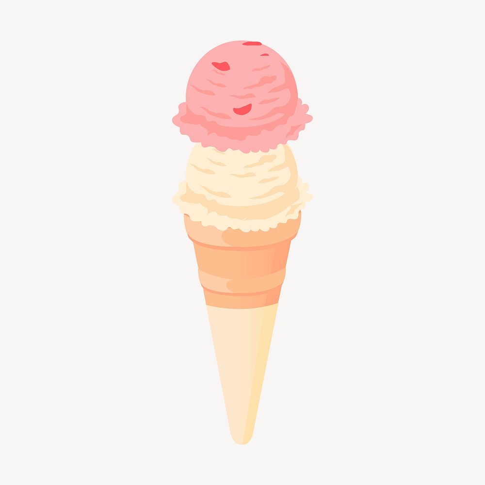 2 scoops ice-cream sticker, dessert illustration psd. Free public domain CC0 image.