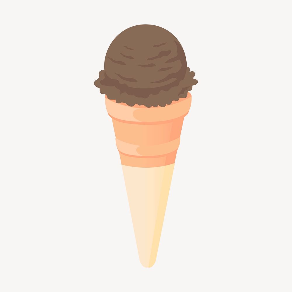 Chocolate ice-cream sticker, dessert illustration psd. Free public domain CC0 image.