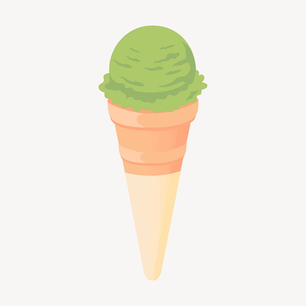 Matcha ice-cream sticker, dessert illustration psd. Free public domain CC0 image.