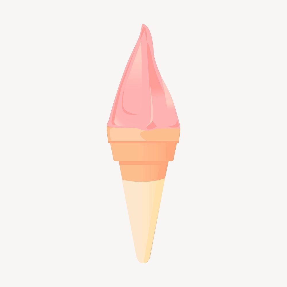 Strawberry gelato cone sticker, dessert illustration psd. Free public domain CC0 image.