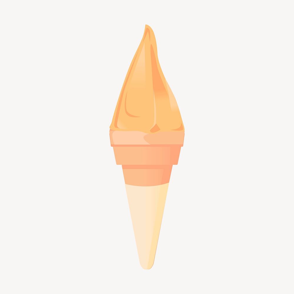 Mango gelato cone sticker, dessert illustration psd. Free public domain CC0 image.