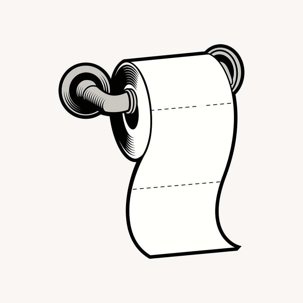 Toilet paper sticker, object illustration psd. Free public domain CC0 image.