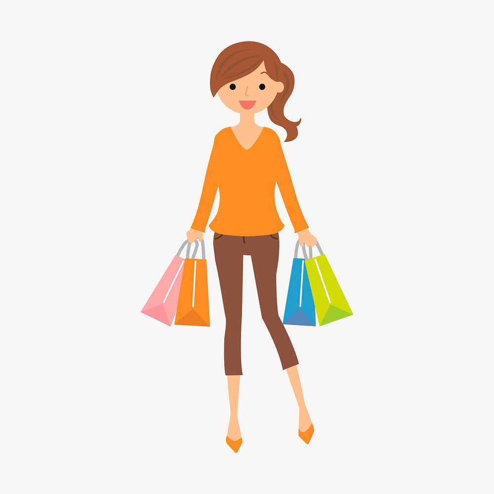 Shopping woman sticker, lifestyle illustration psd. Free public domain CC0 image.