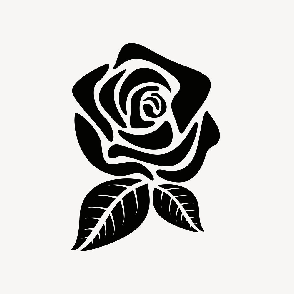 Rose flower sticker, Valentine's illustration psd. Free public domain CC0 image.