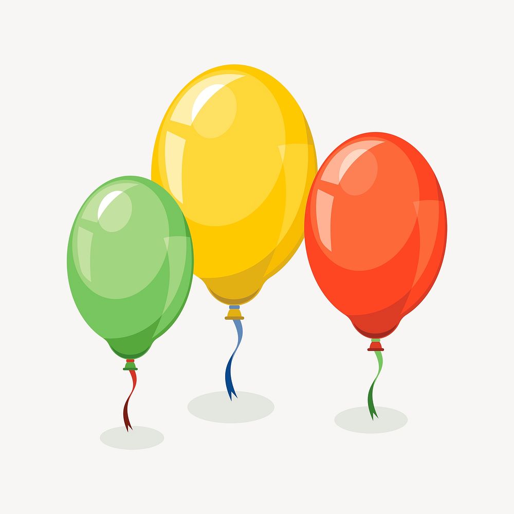 Birthday balloons sticker, party decoration illustration psd. Free public domain CC0 image.