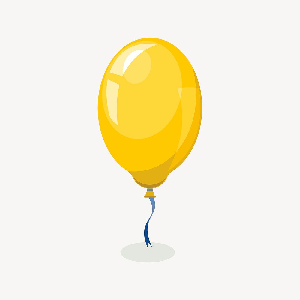 Yellow balloon sticker, party decoration illustration psd. Free public domain CC0 image.
