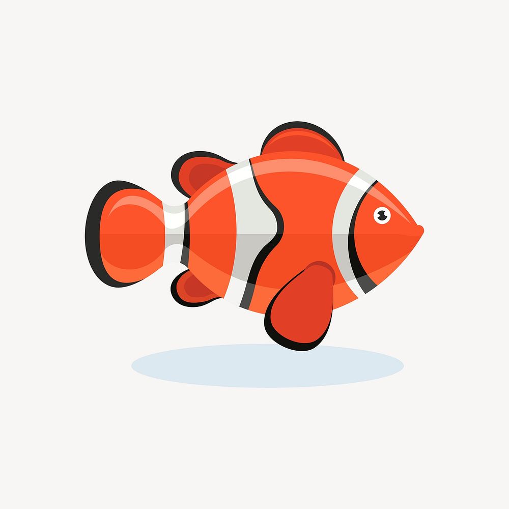 Clownfish sticker, sea life illustration psd. Free public domain CC0 image.