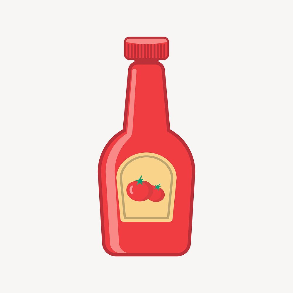 Ketchup bottle sticker, sauce illustration psd. Free public domain CC0 image.