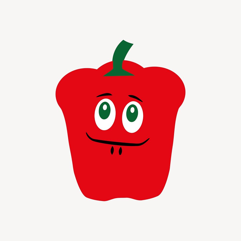 Red capsicum sticker, vegetable cartoon illustration psd. Free public domain CC0 image.