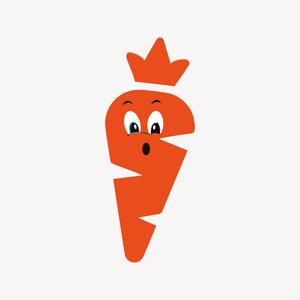 Surprised carrot clipart, vegetable cartoon illustration. Free public domain CC0 image.