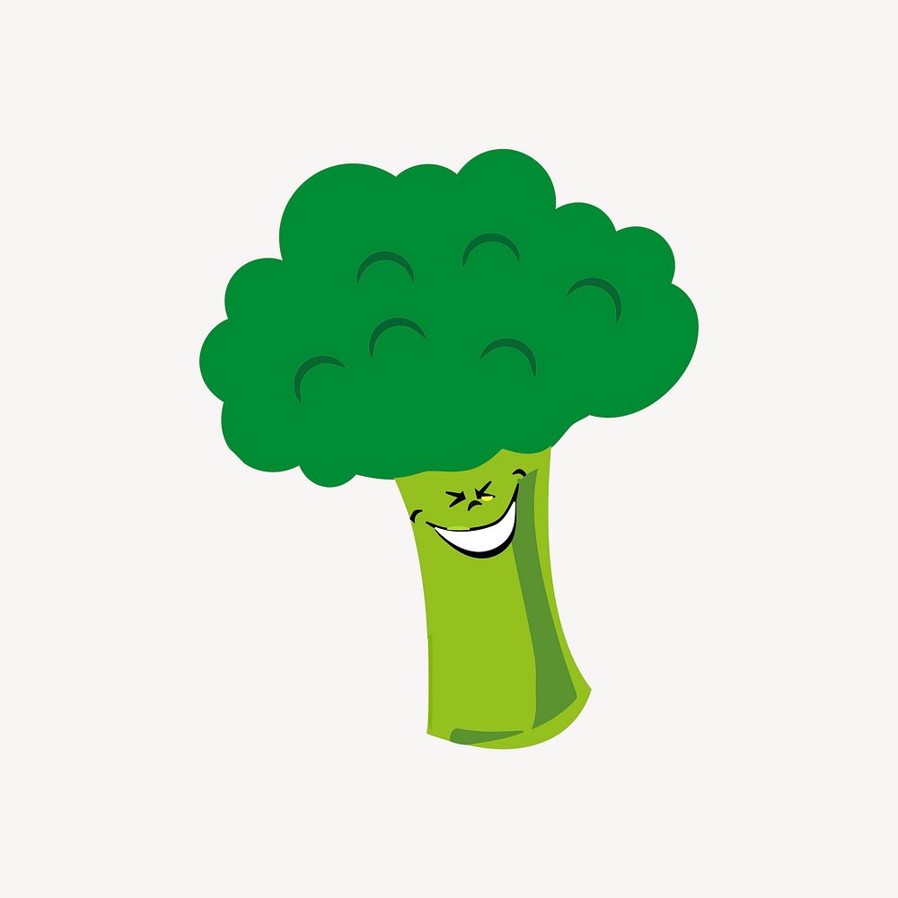 Happy broccoli sticker, vegetable cartoon illustration psd. Free public domain CC0 image.