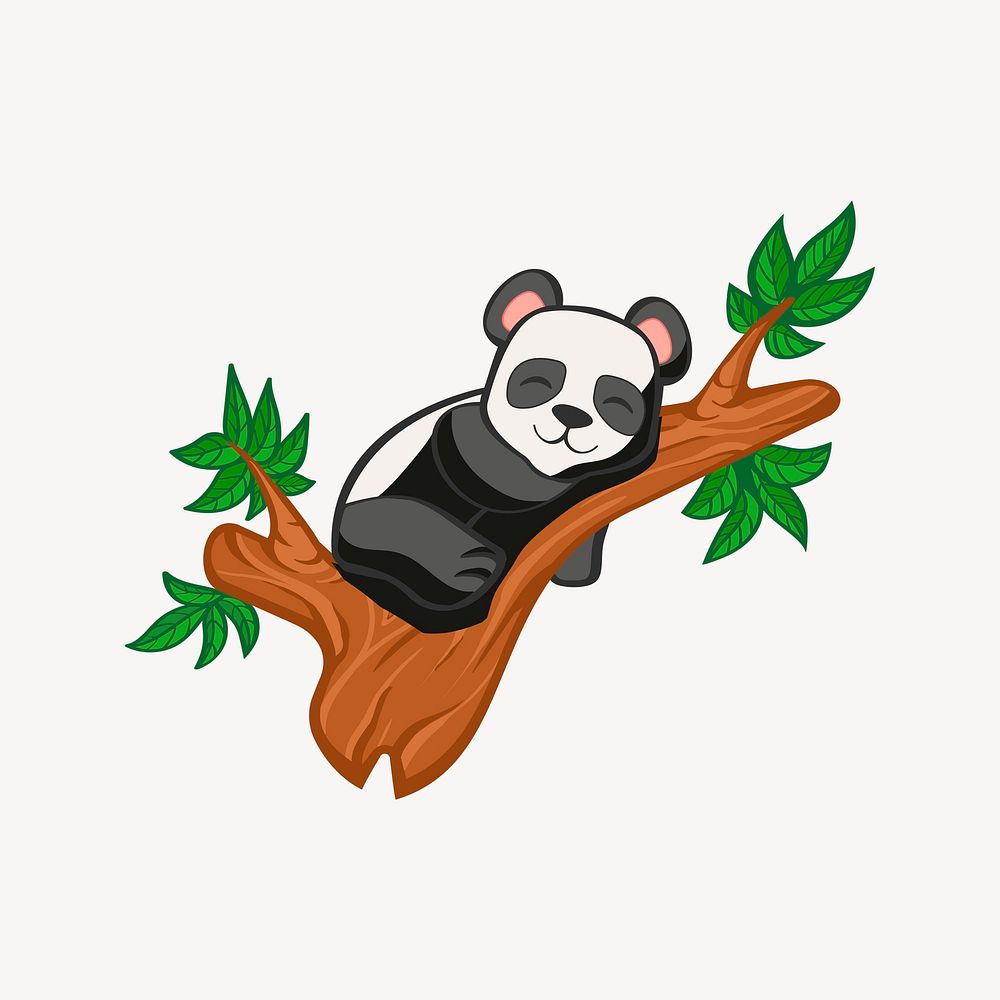 Sleeping panda sticker, animal illustration psd. Free public domain CC0 image.
