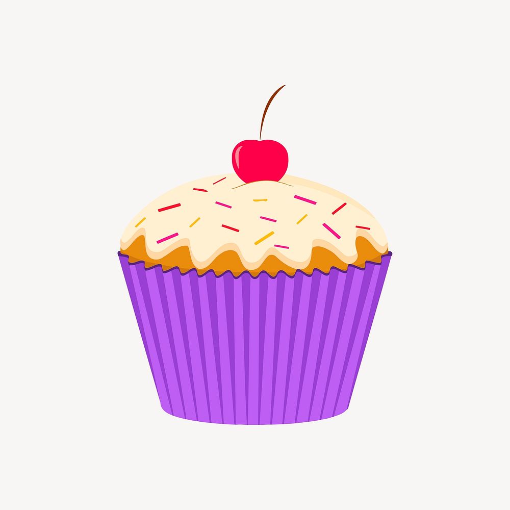 Sprinkle cupcake sticker, cute dessert illustration psd. Free public domain CC0 image.