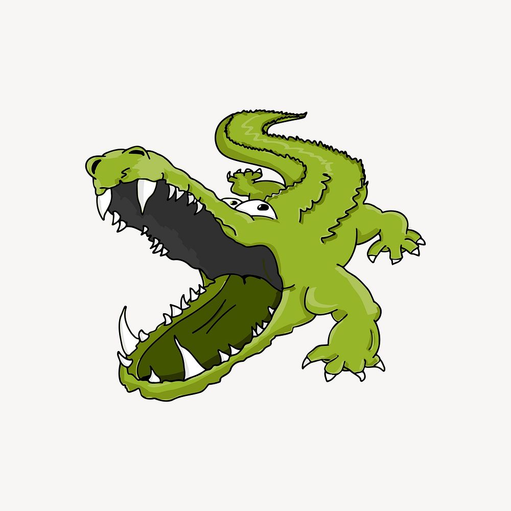 Crocodile sticker, animal illustration psd. Free public domain CC0 image.
