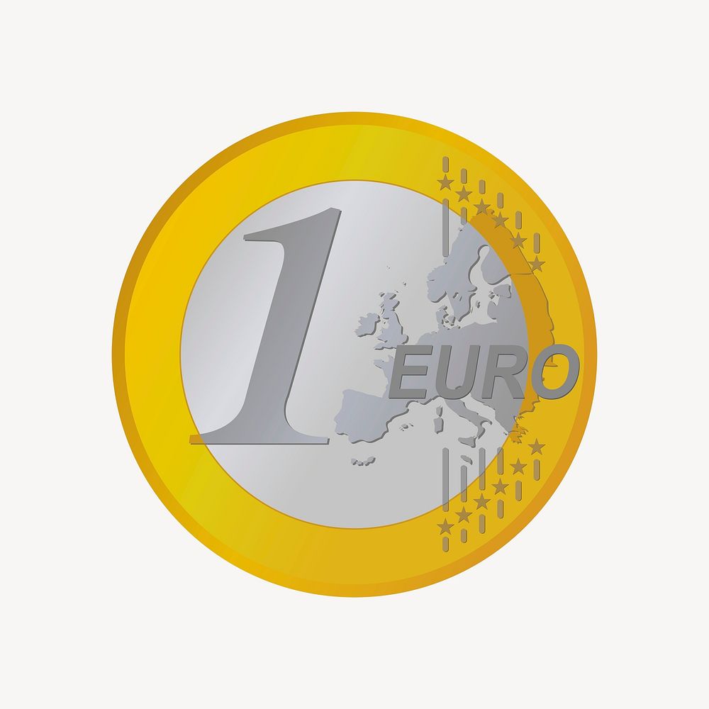 Euro coin sticker, money illustration psd. Free public domain CC0 image.