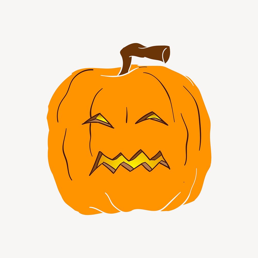 Scary pumpkin sticker, Halloween celebration illustration psd. Free public domain CC0 image.
