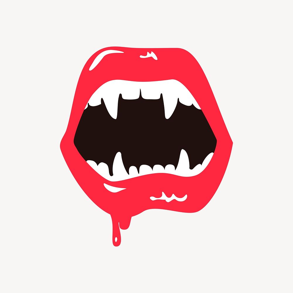 Vampire fangs sticker, Halloween illustration vector. Free public domain CC0 image.